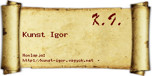 Kunst Igor névjegykártya